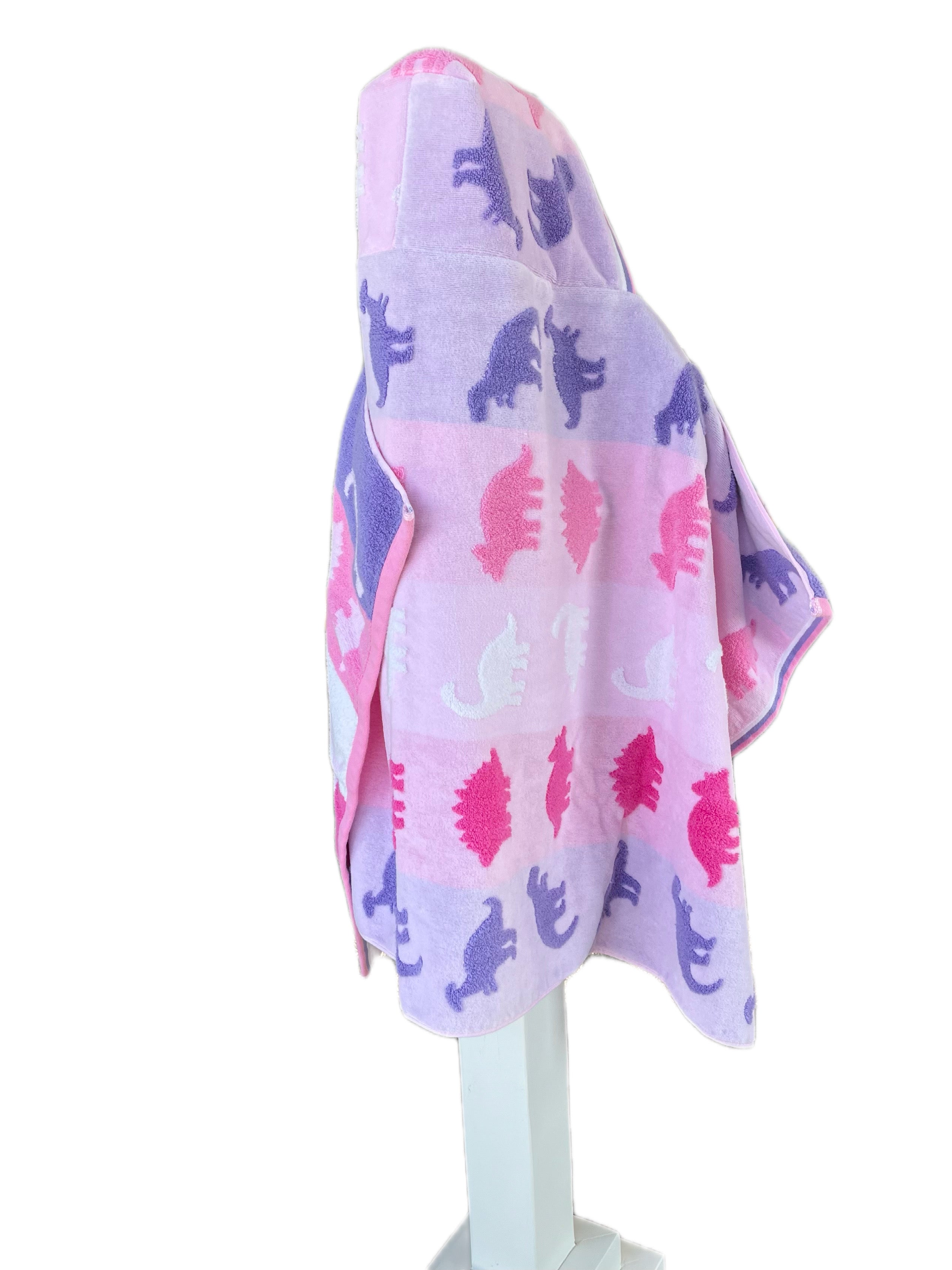 Pink & purple Dinosaur hooded bath towel