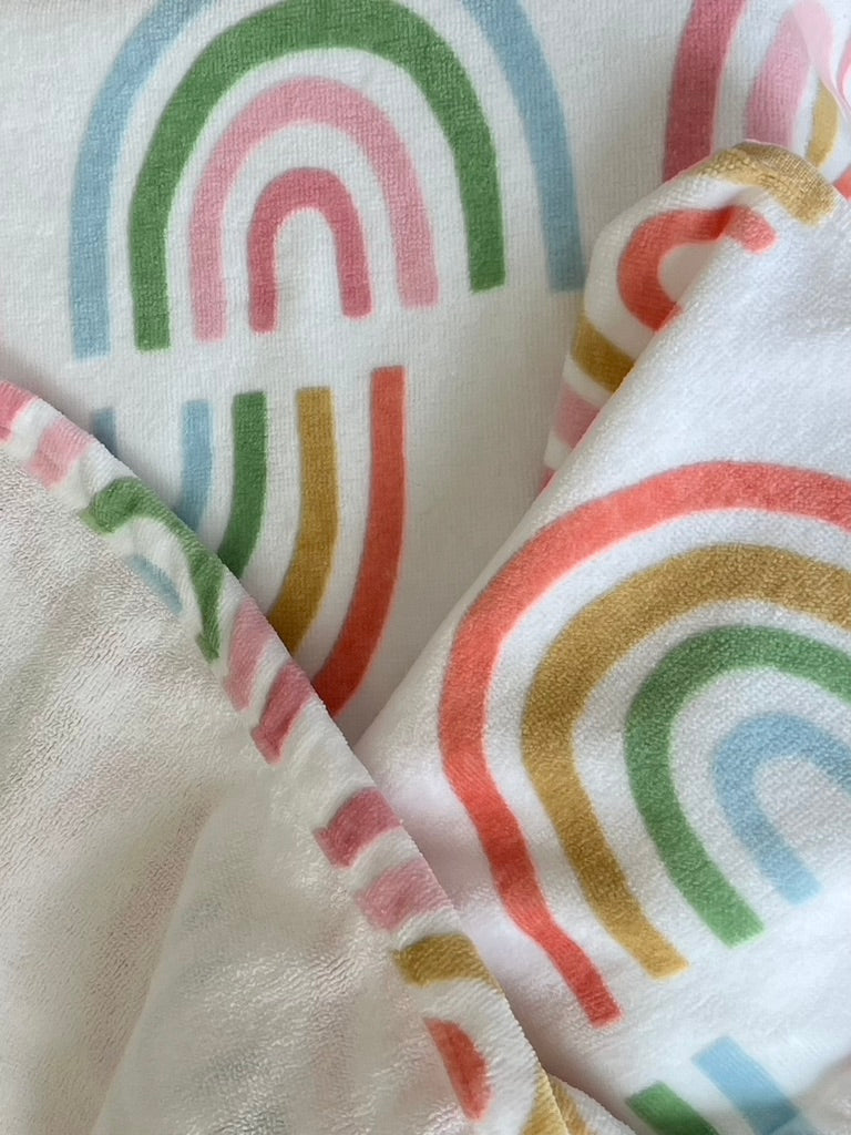 White Rainbow hooded bath towel