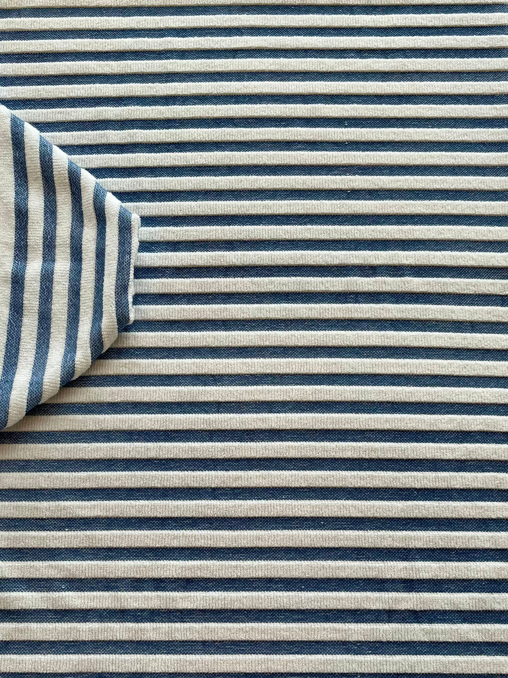 Broad Blue and White Stripe hooded bath towel