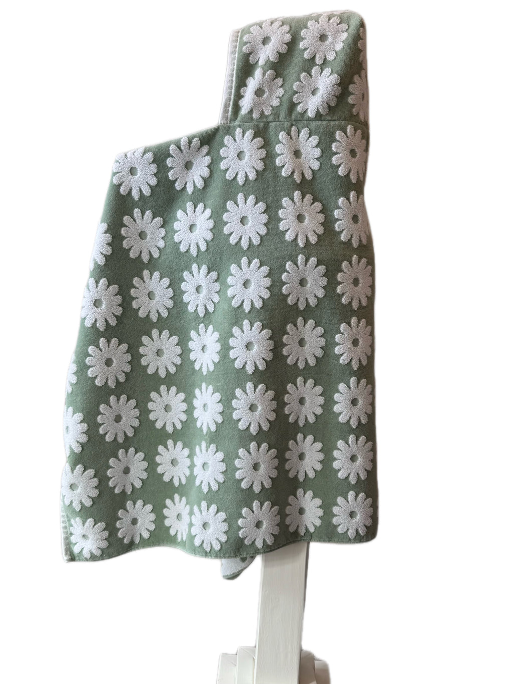 Flower Power Green hooded bath towel