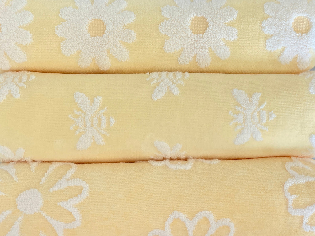 Flower Power Yellow hooded bath towel