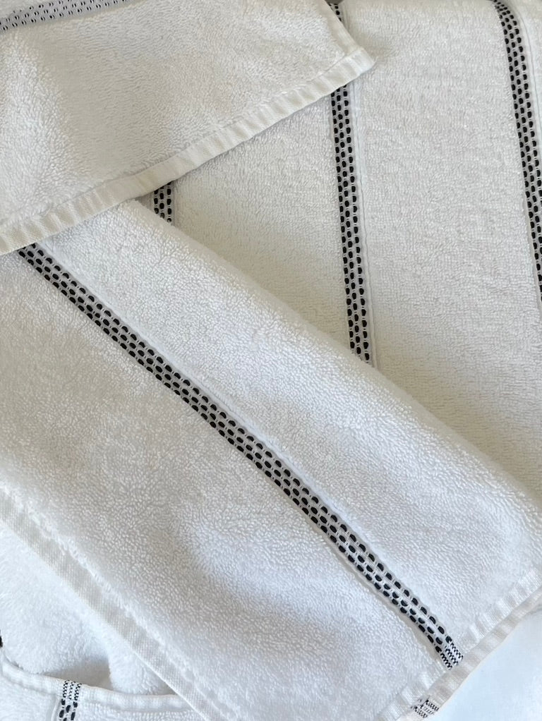 Black on White Stripe hooded bath towel