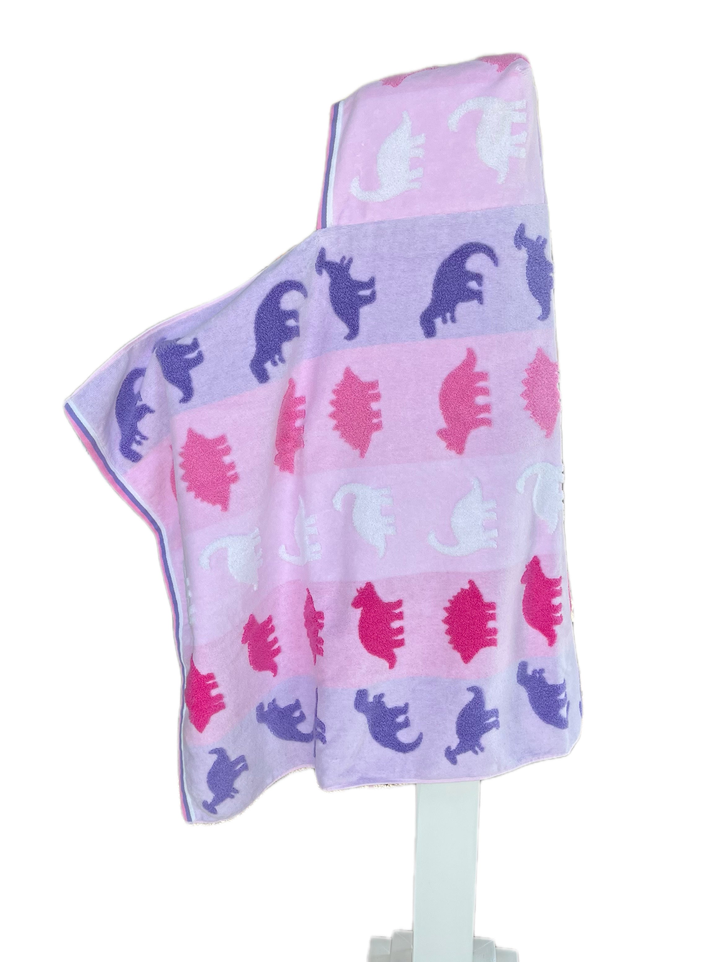 Pink & purple Dinosaur hooded bath towel