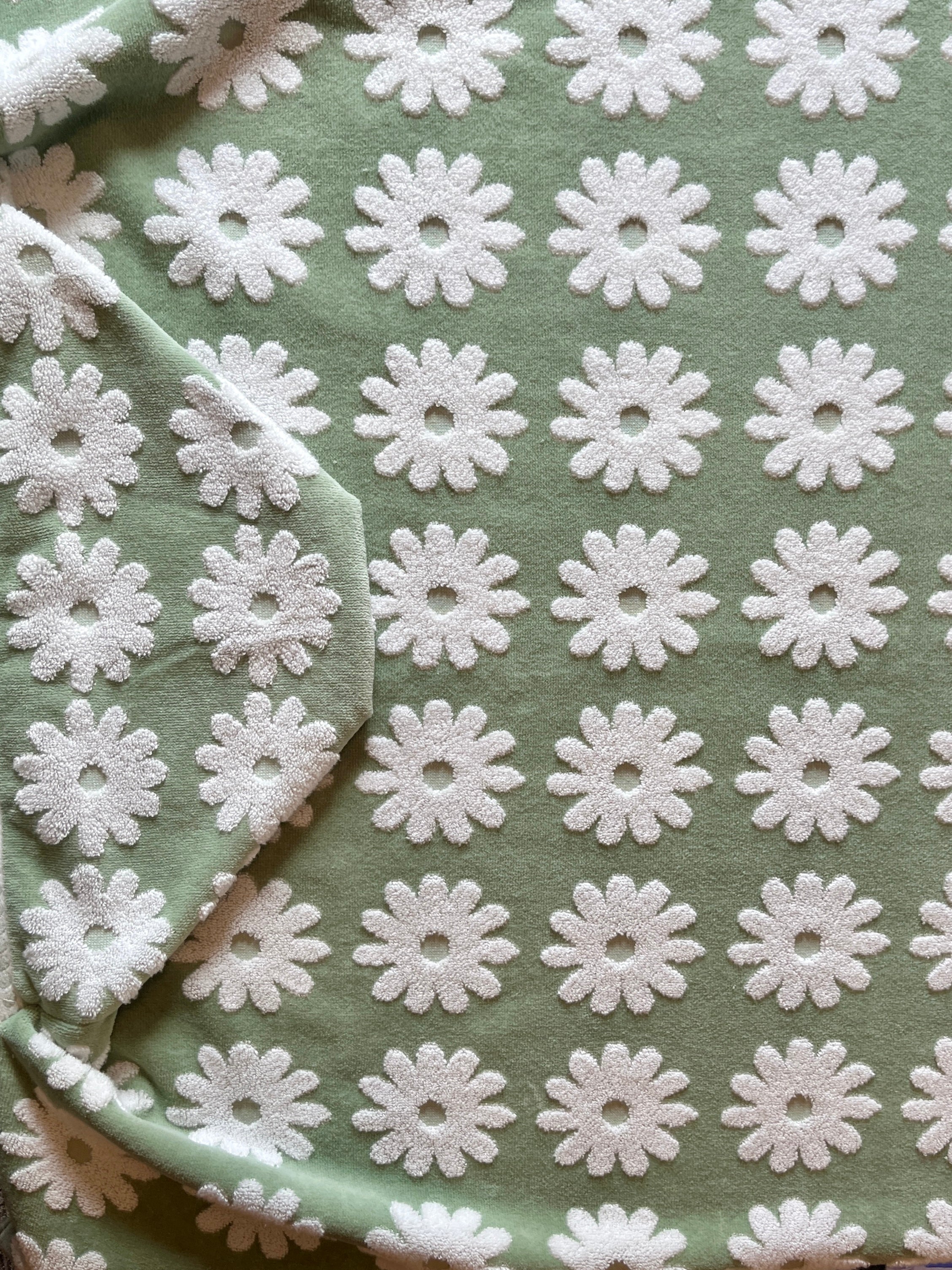 Flower Power Green hooded bath towel