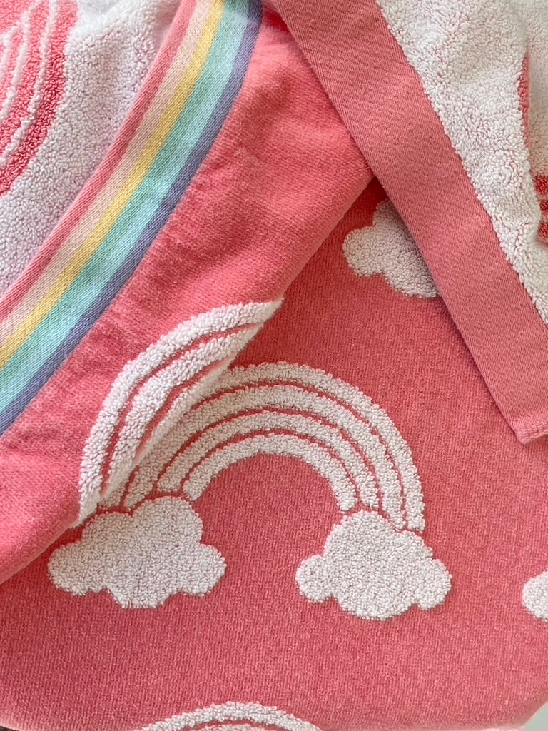 Pink Rainbow hooded bath towel