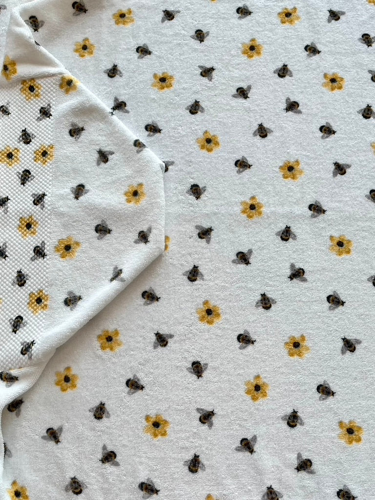 Bees and Flowers hooded bath towel