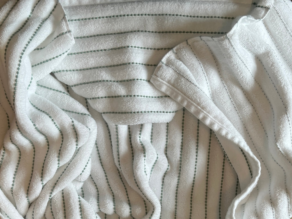 Thin Green Stripe hooded bath towel