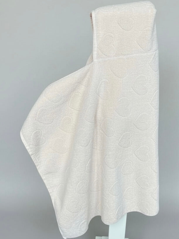 Peach Hearts hooded bath towel