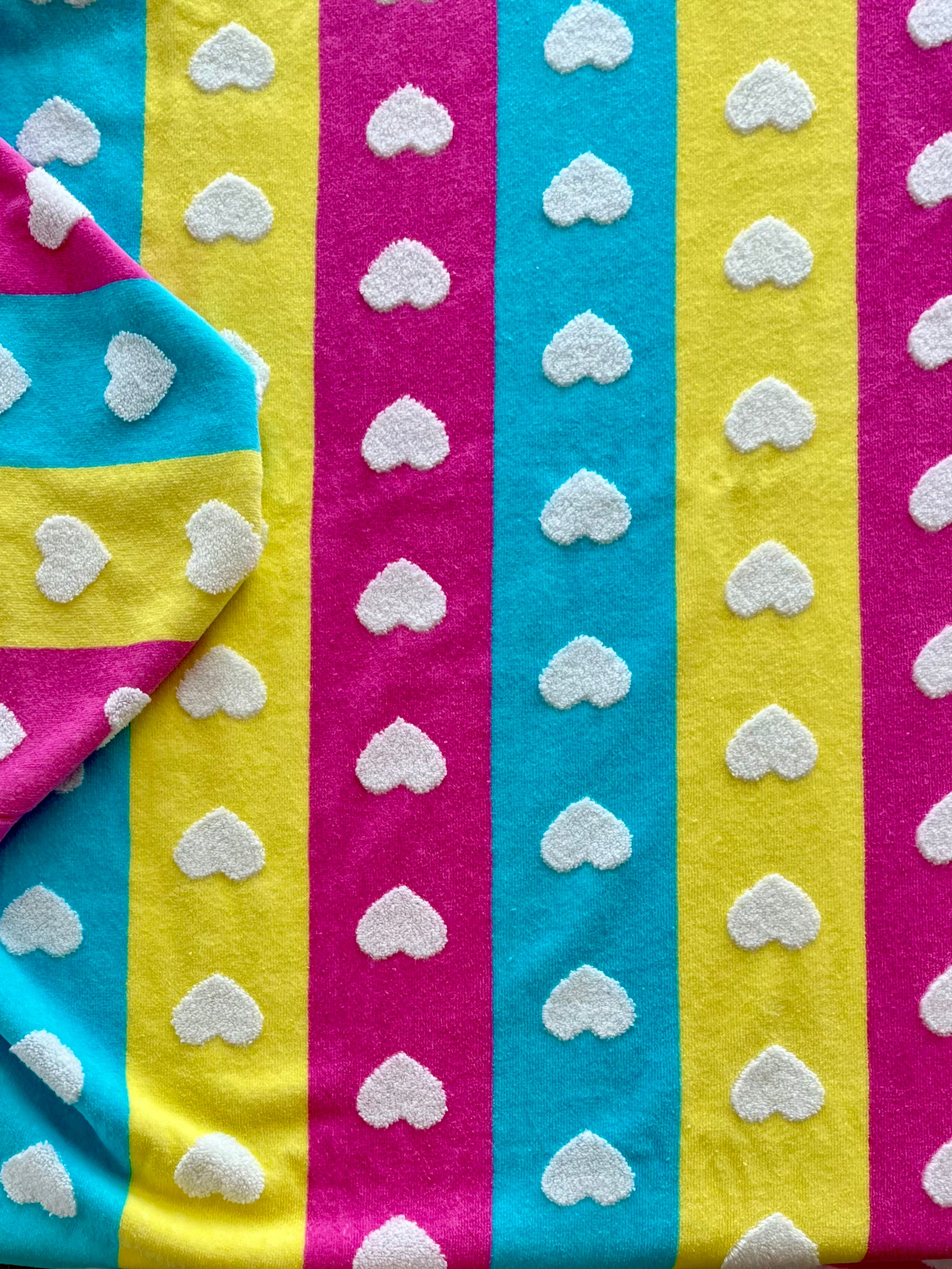 Neon Striped Heart hooded bath towel