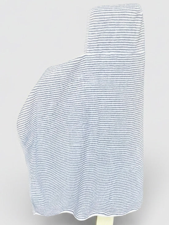 Plush Pinstripes in blue hooded bath towel