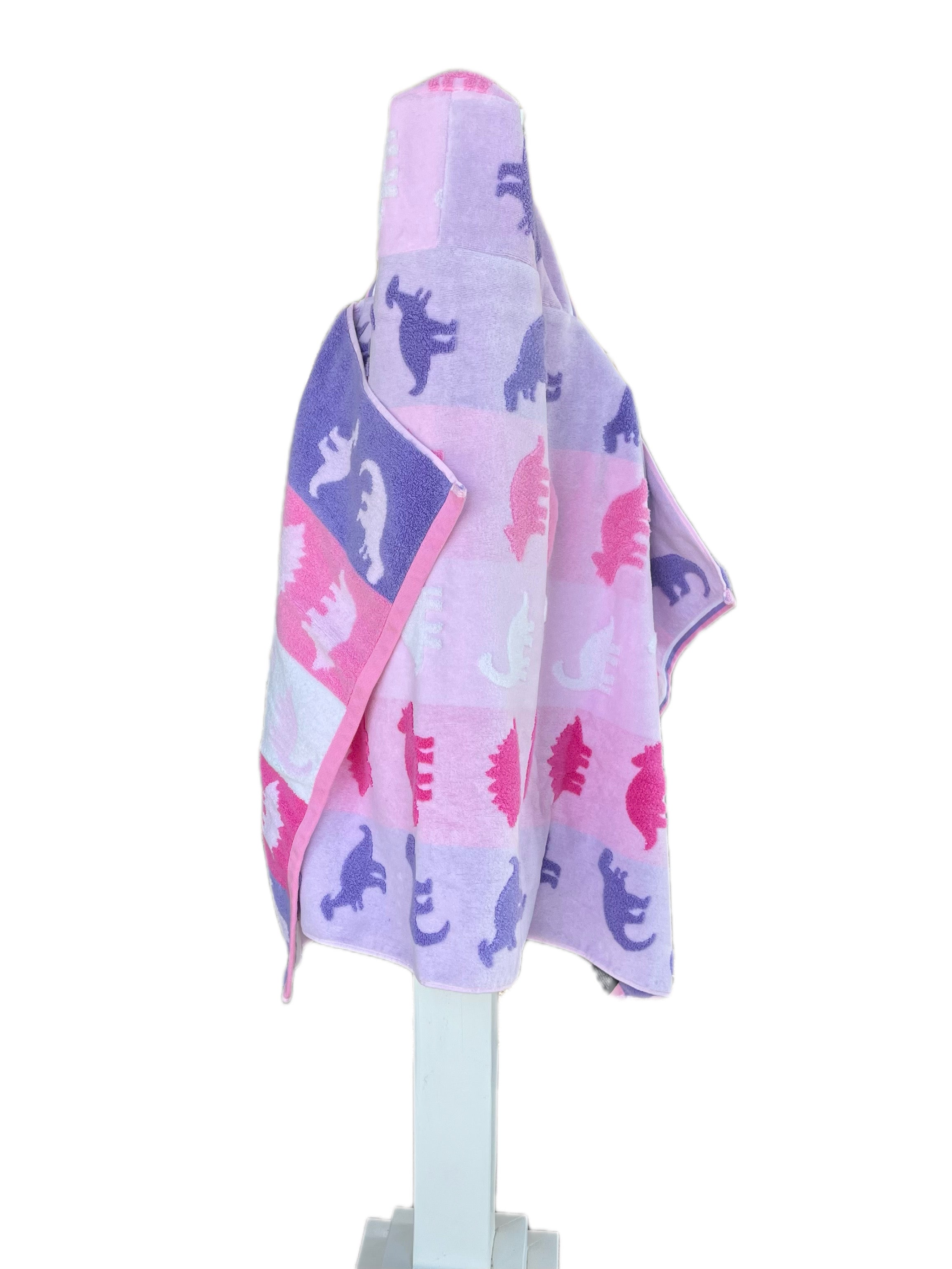 Pink & purple Dinosaur hooded bath towel