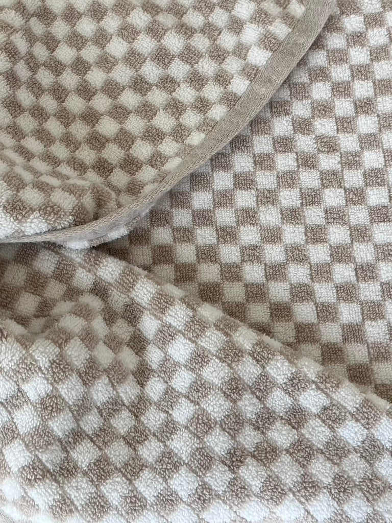 Tan Checkered hooded bath towel