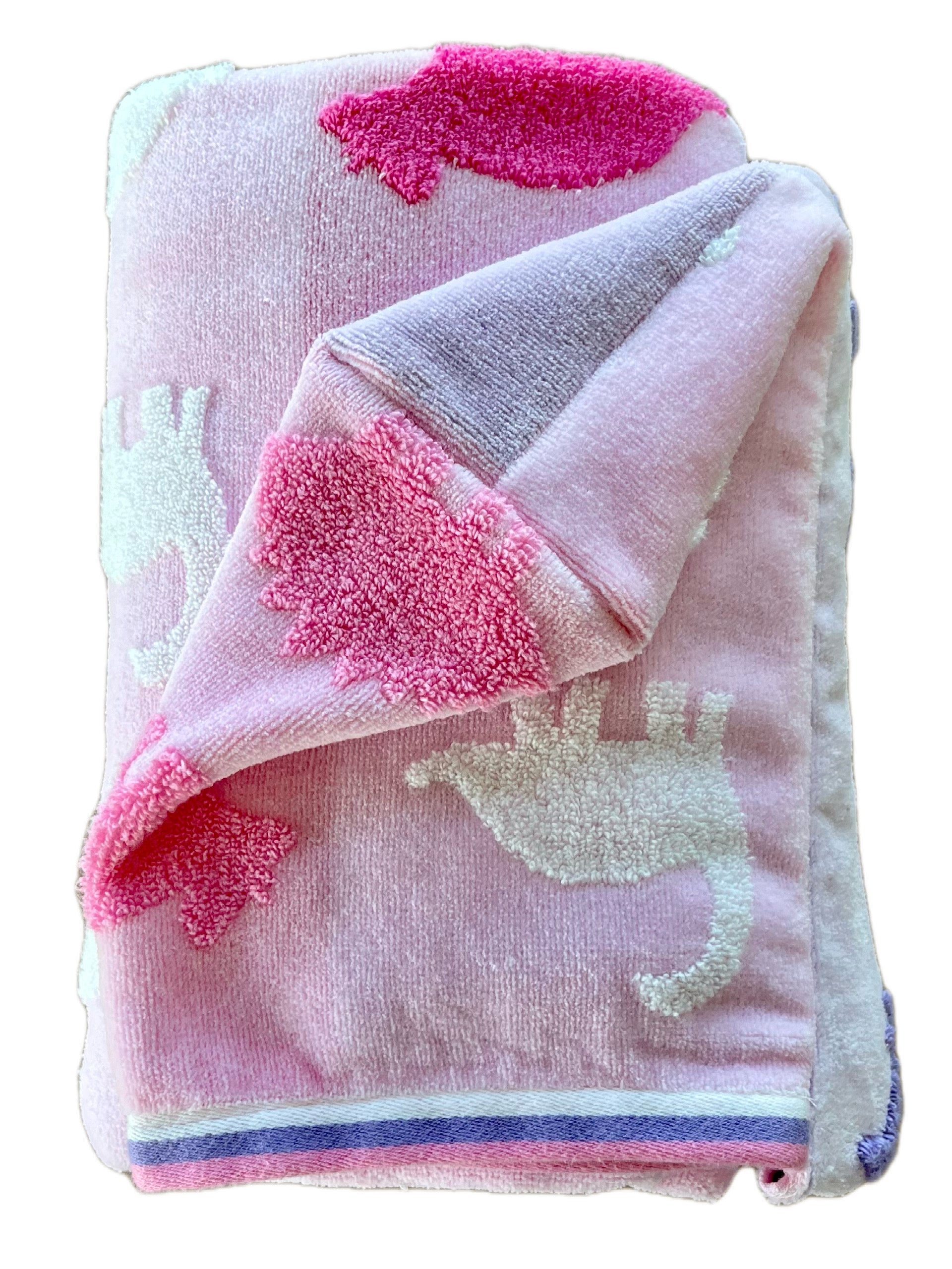 Pink & purple Dinosaur hooded bath towel