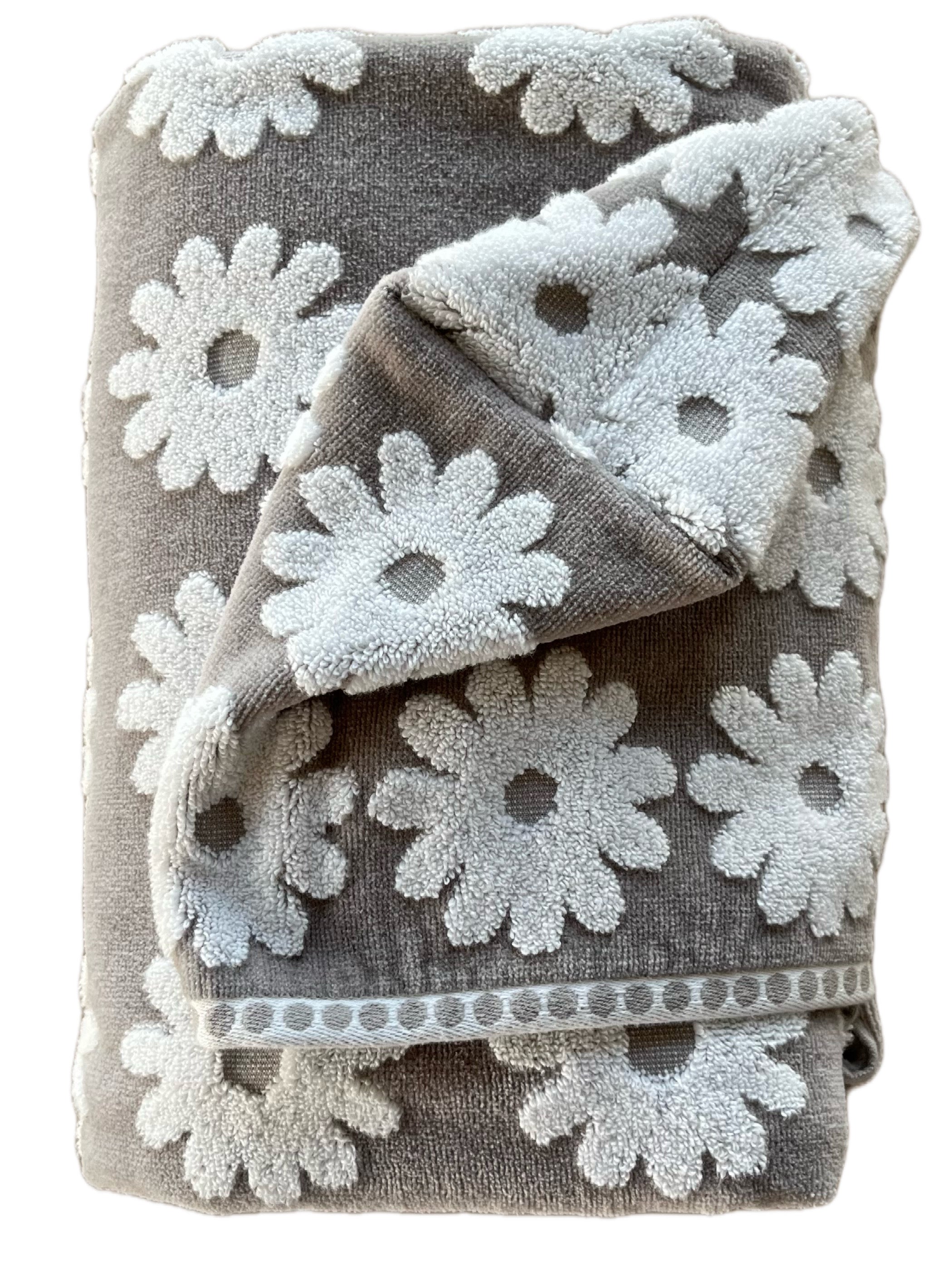 Flower Power Grey hooded bath towel
