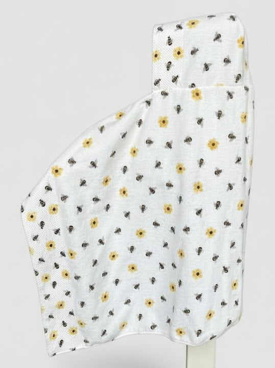 Bees and Flowers hooded bath towel