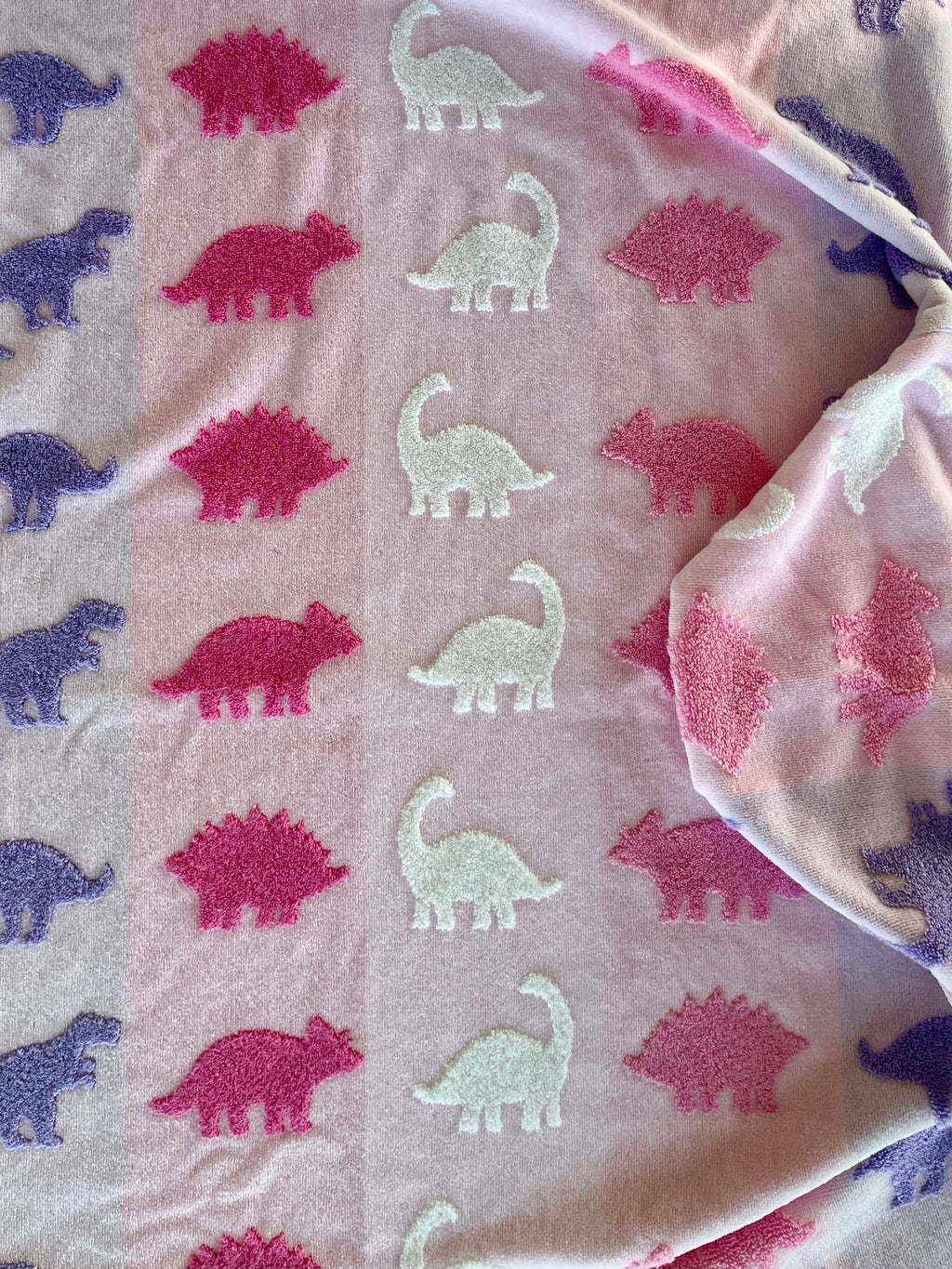 Pink & purple Dinosaur hooded bath towel