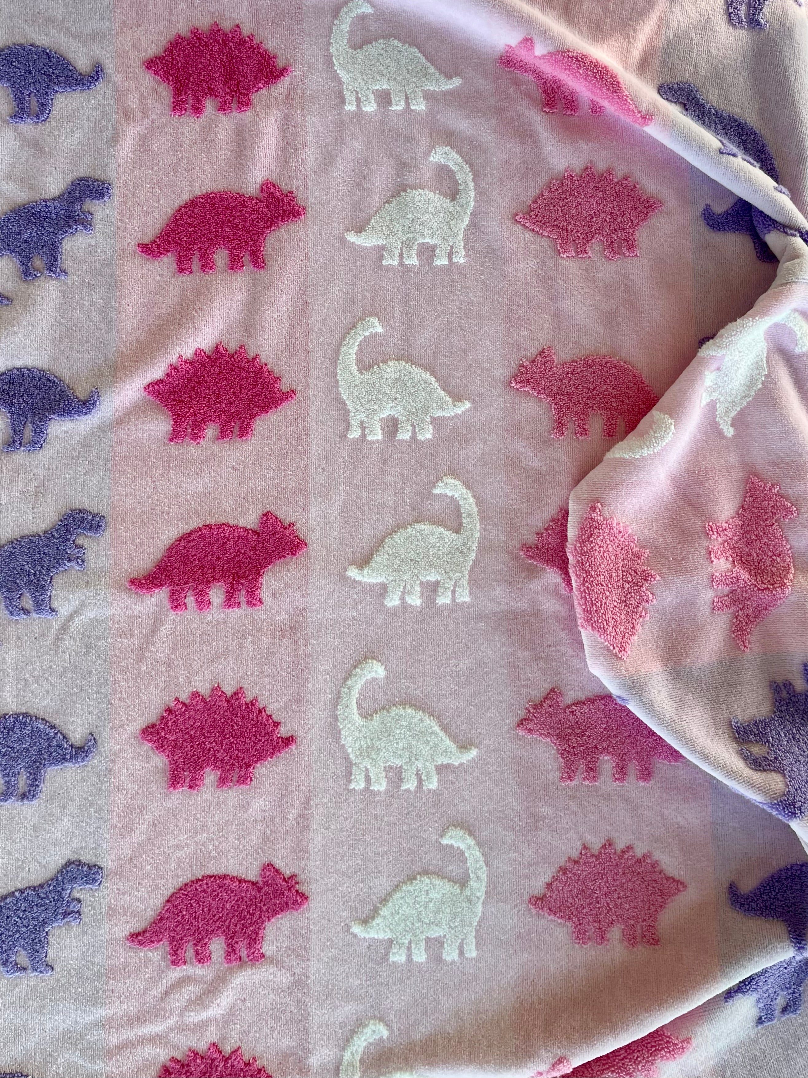 Pink & purple Dinosaur hooded bath towel