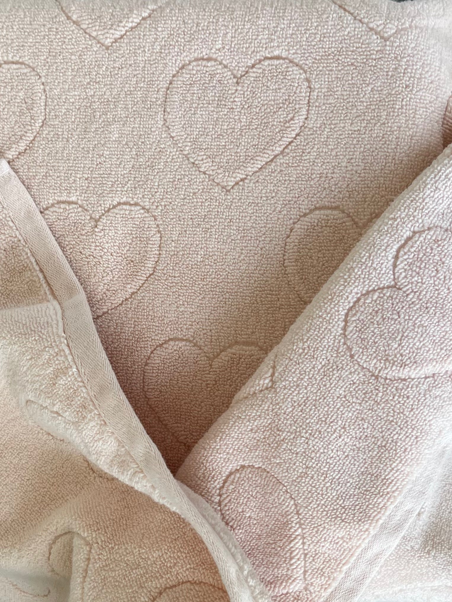 Peach Hearts hooded bath towel