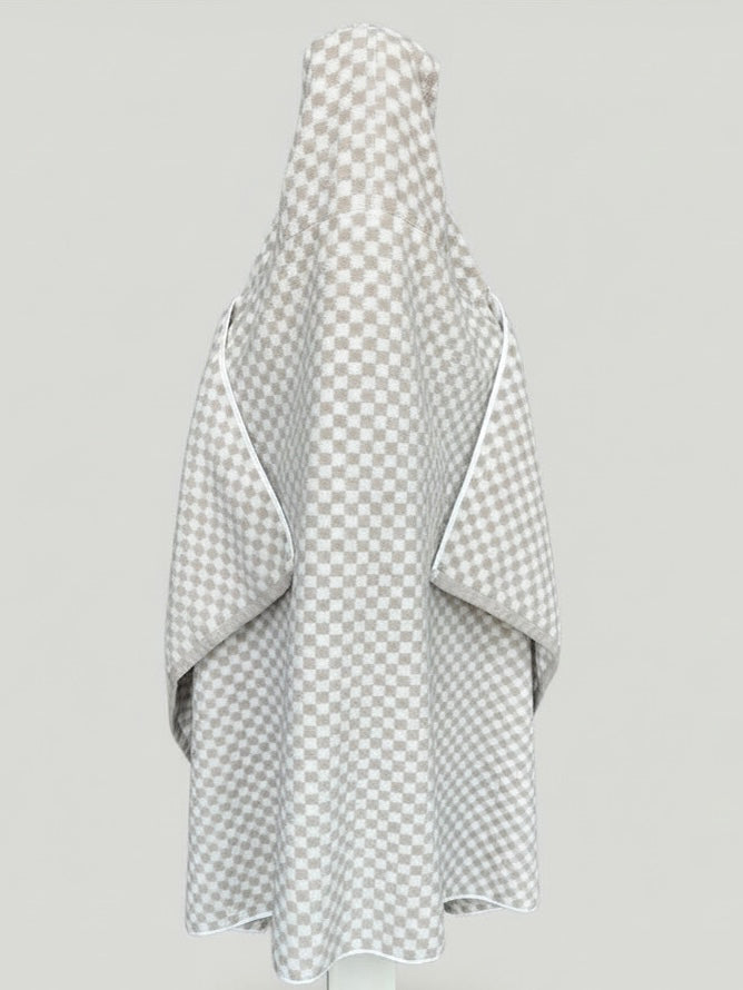 Tan Checkered hooded bath towel
