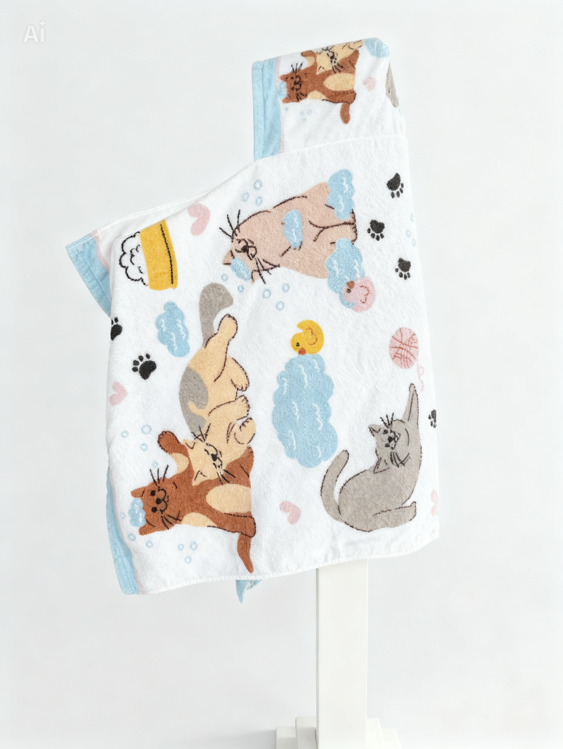 Kittens at play hooded bath towel
