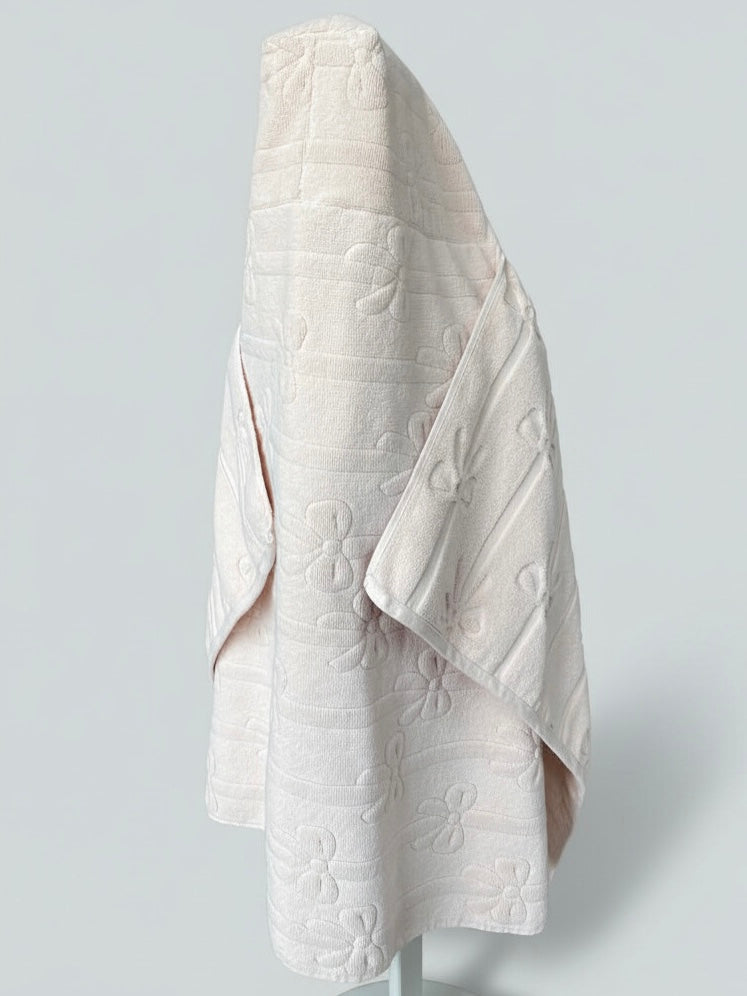 Peach Bows on a String hooded bath towel