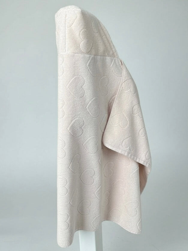 Peach Hearts hooded bath towel