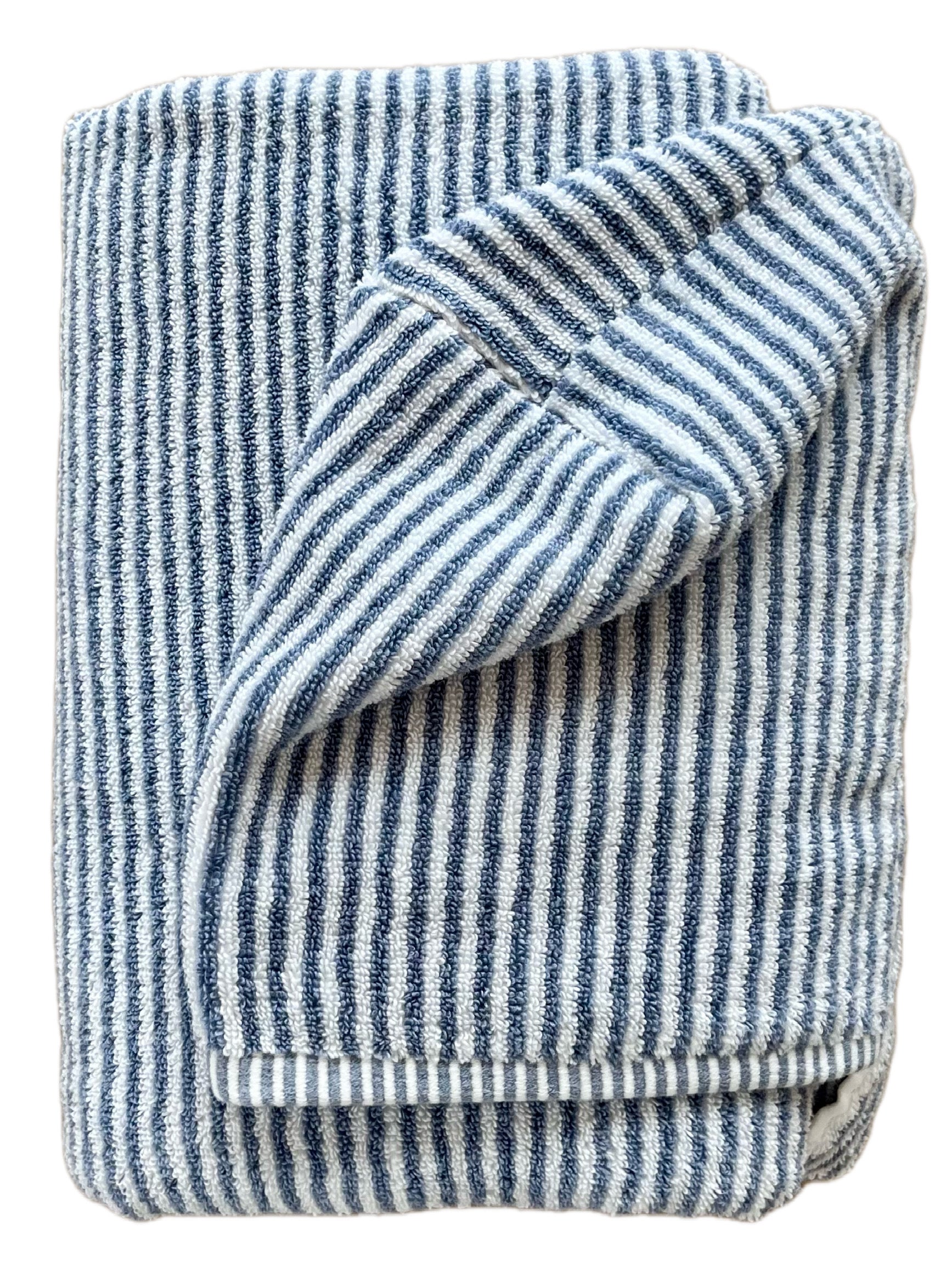 Plush Pinstripes in blue hooded bath towel
