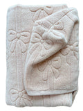 Peach Bows on a String hooded bath towel