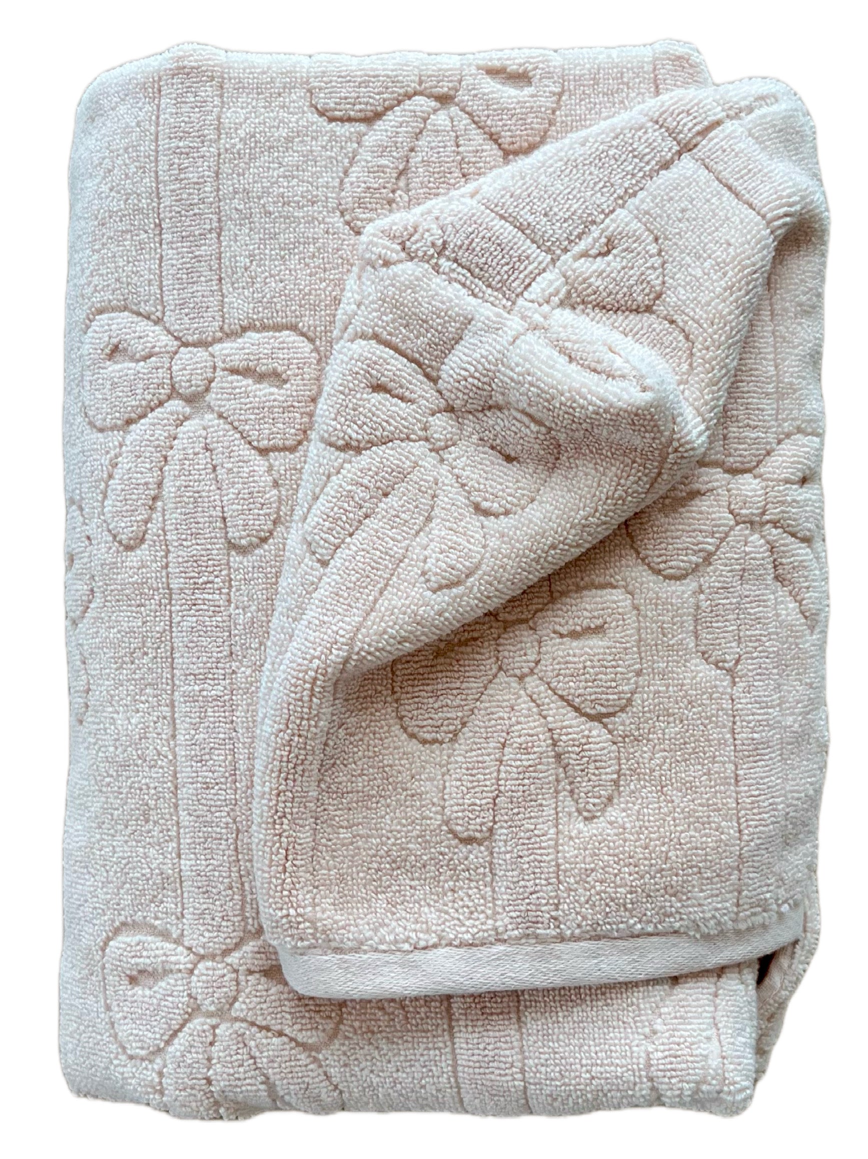 Peach Bows on a String hooded bath towel