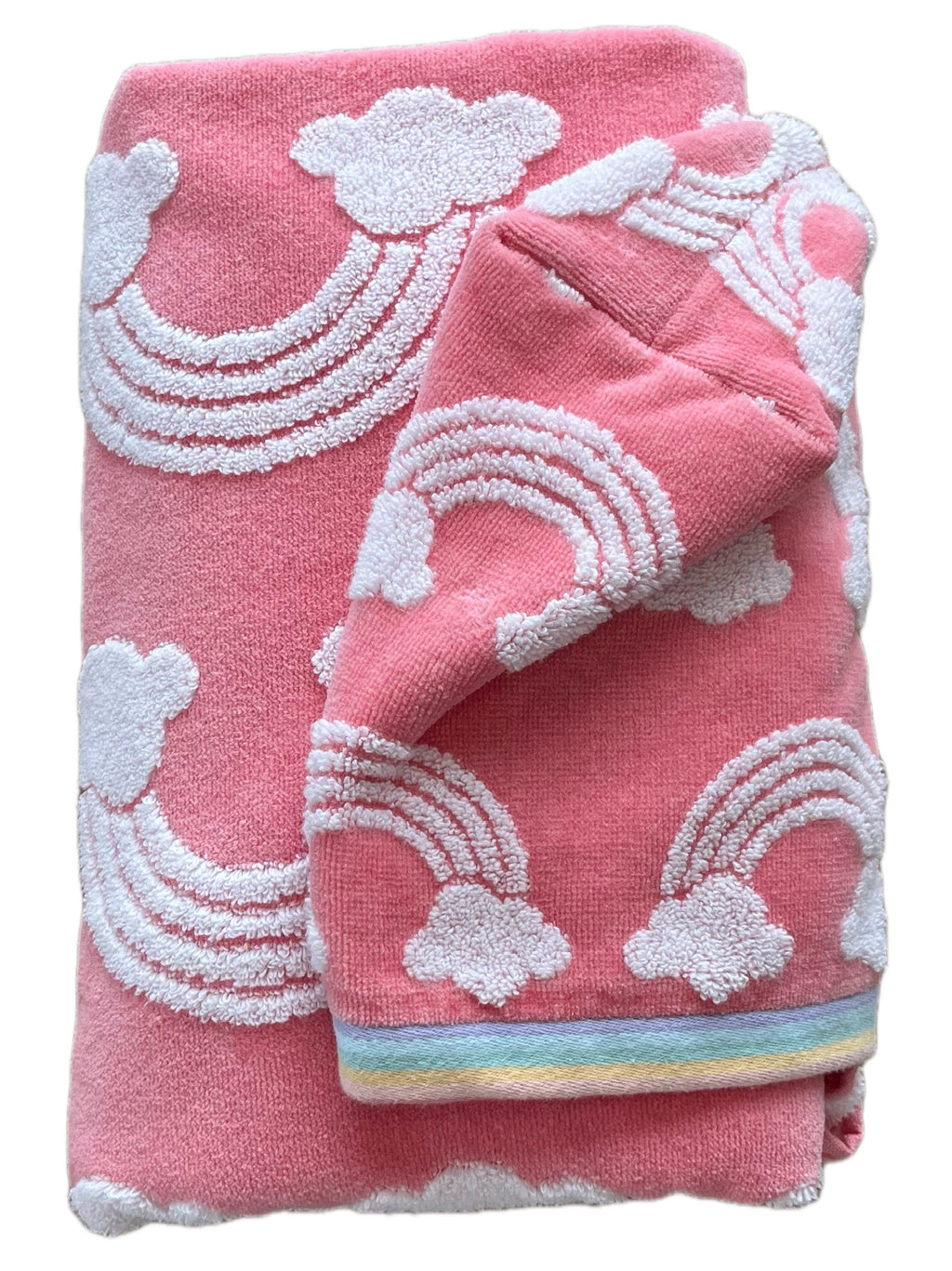 Pink Rainbow hooded bath towel
