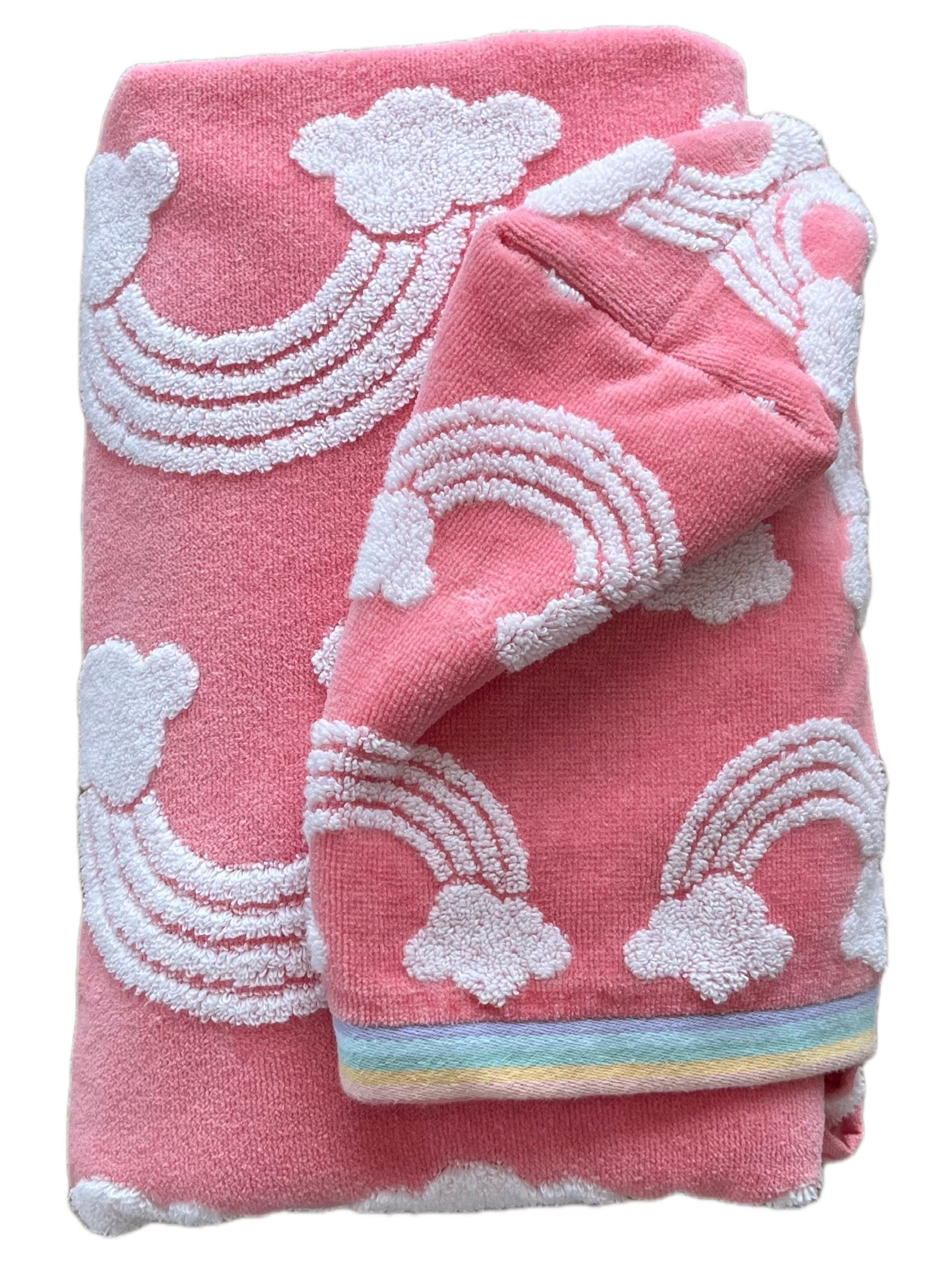 Pink Rainbow hooded bath towel