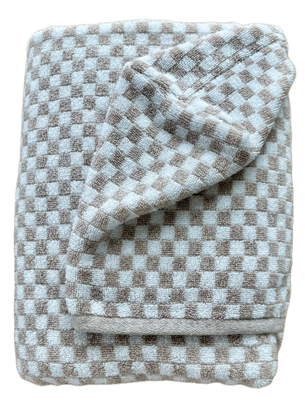 Tan Checkered hooded bath towel