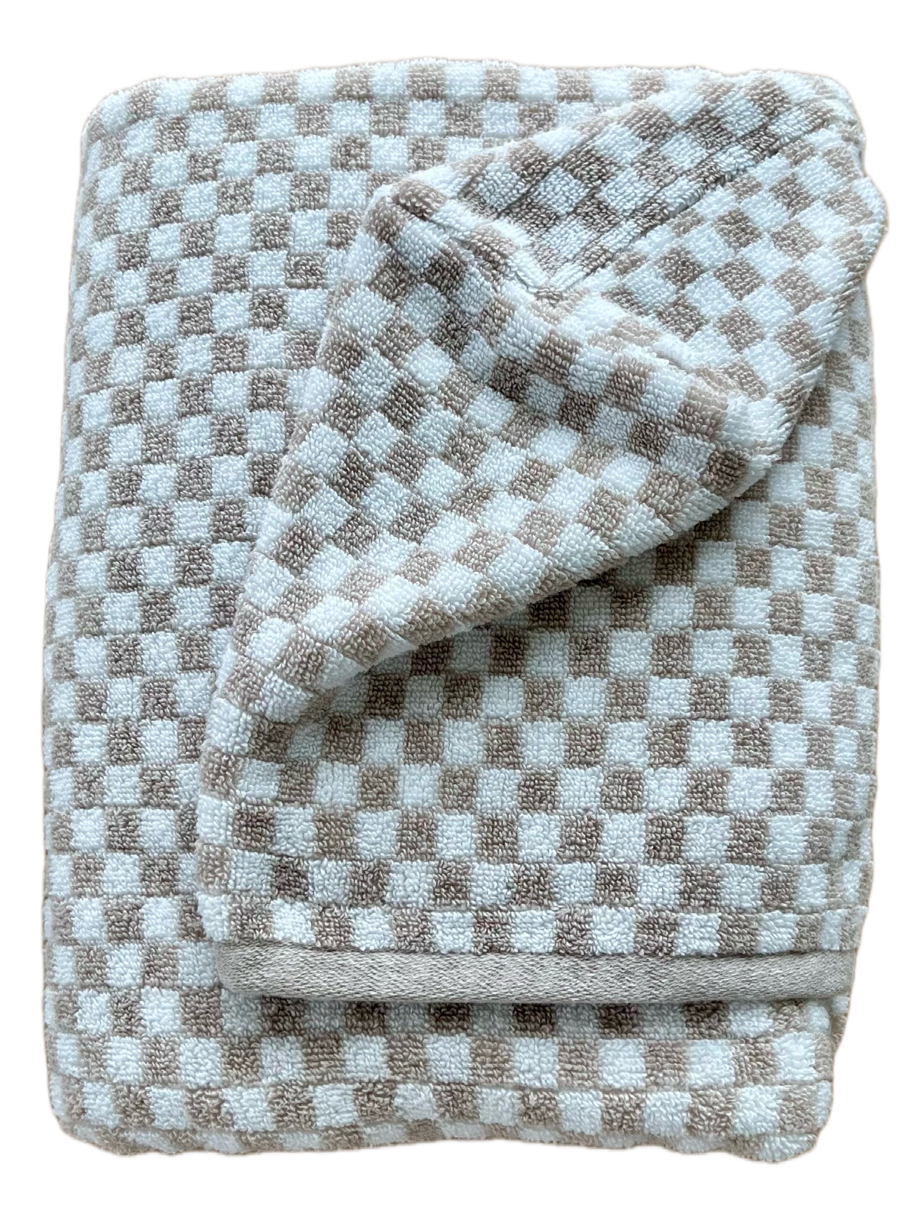 Tan Checkered hooded bath towel