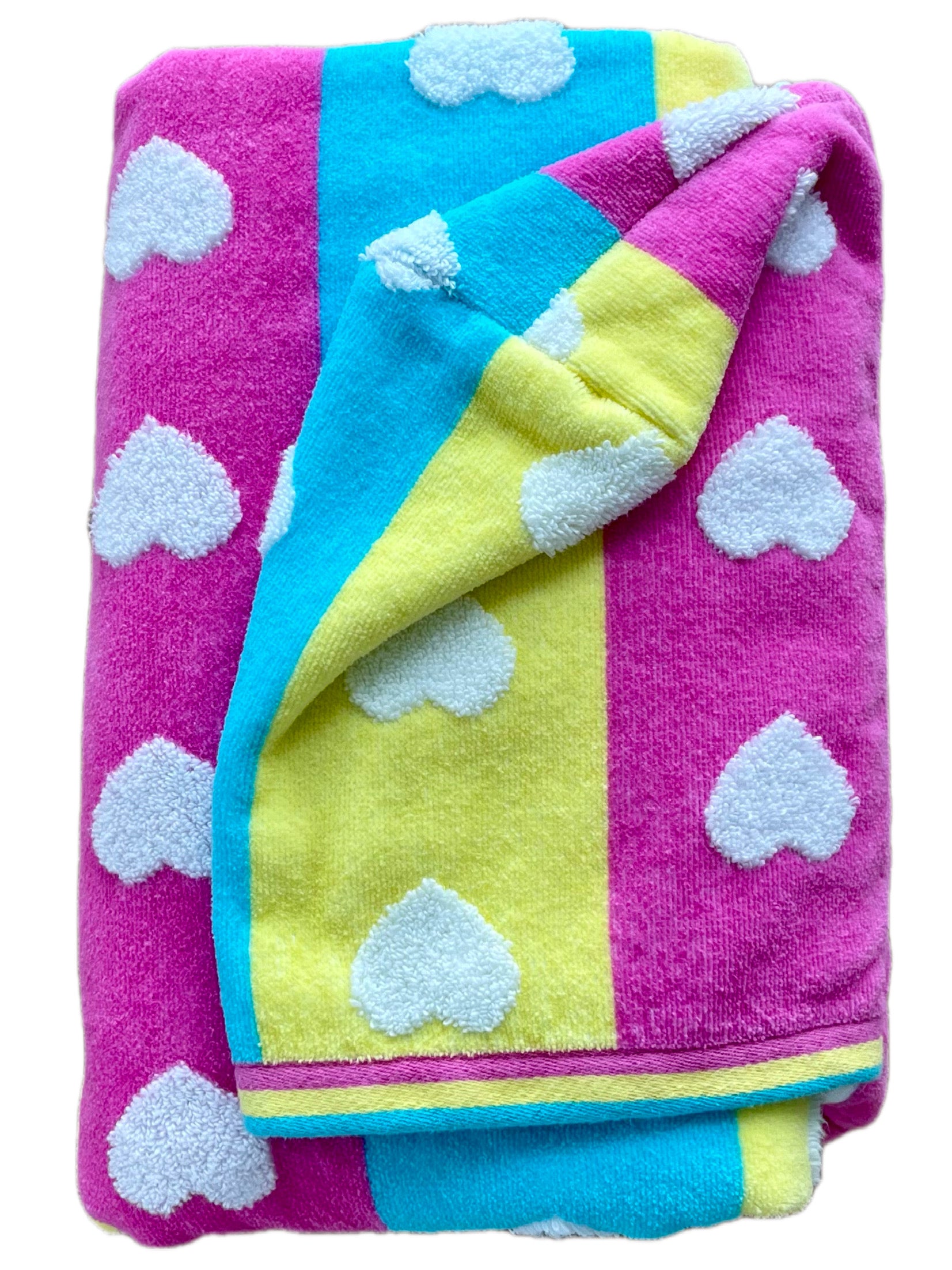 Neon Striped Heart hooded bath towel