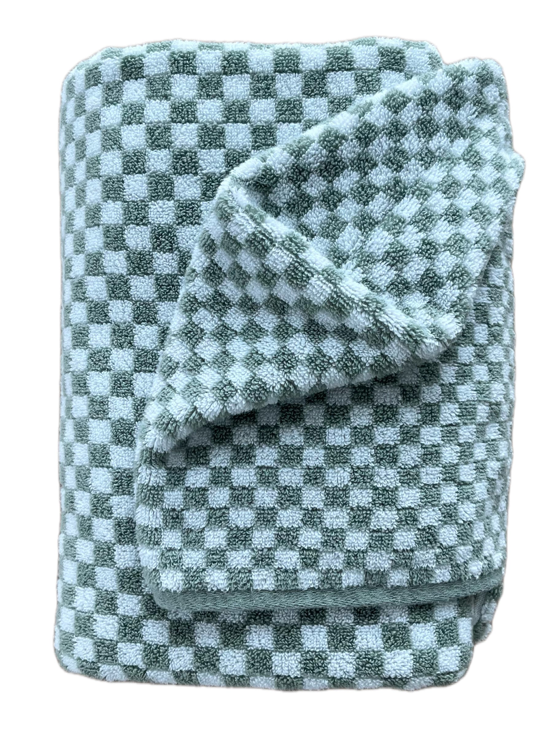 Green Checkered hooded bath towel