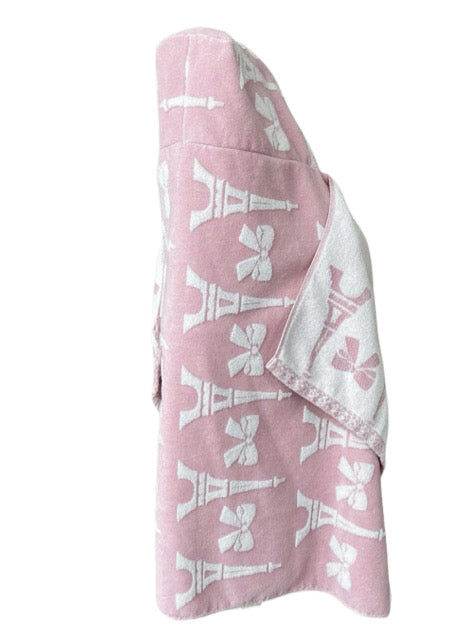 Pink Eiffel Tower hooded bath towel