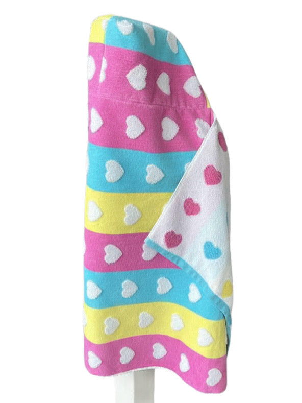 Neon Striped Heart hooded bath towel