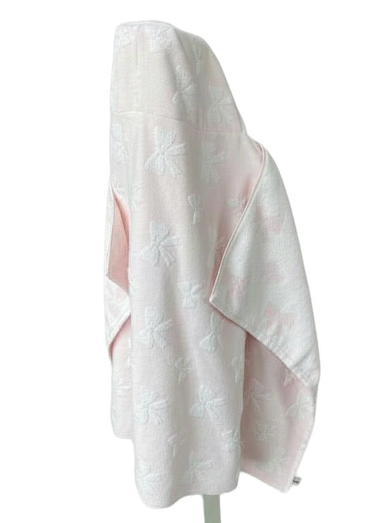 White Bows on Pink hooded bath towel