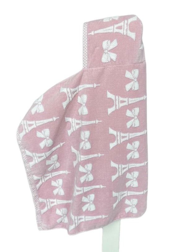 Pink Eiffel Tower hooded bath towel