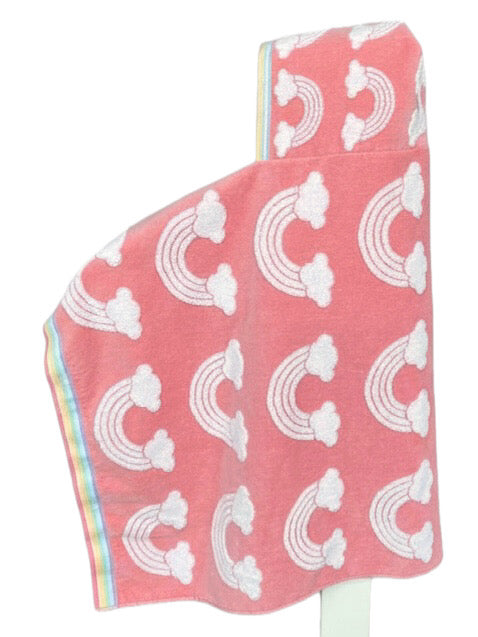 Pink Rainbow hooded bath towel